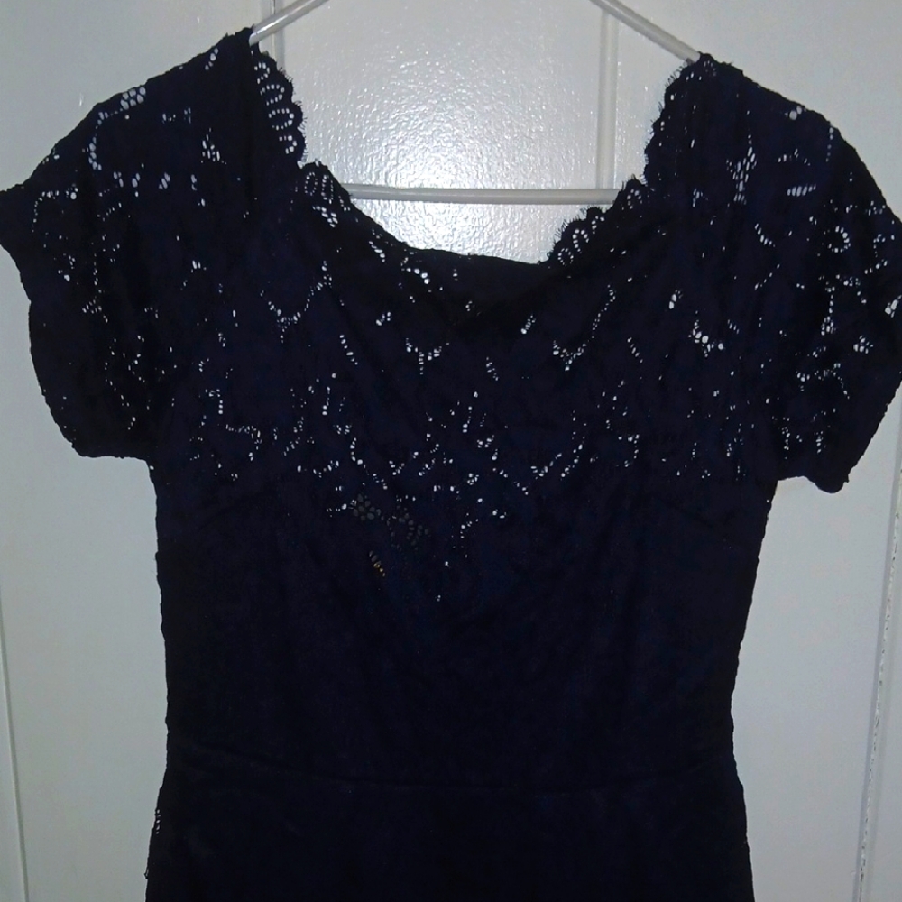 Elegant Navy Lace Dress